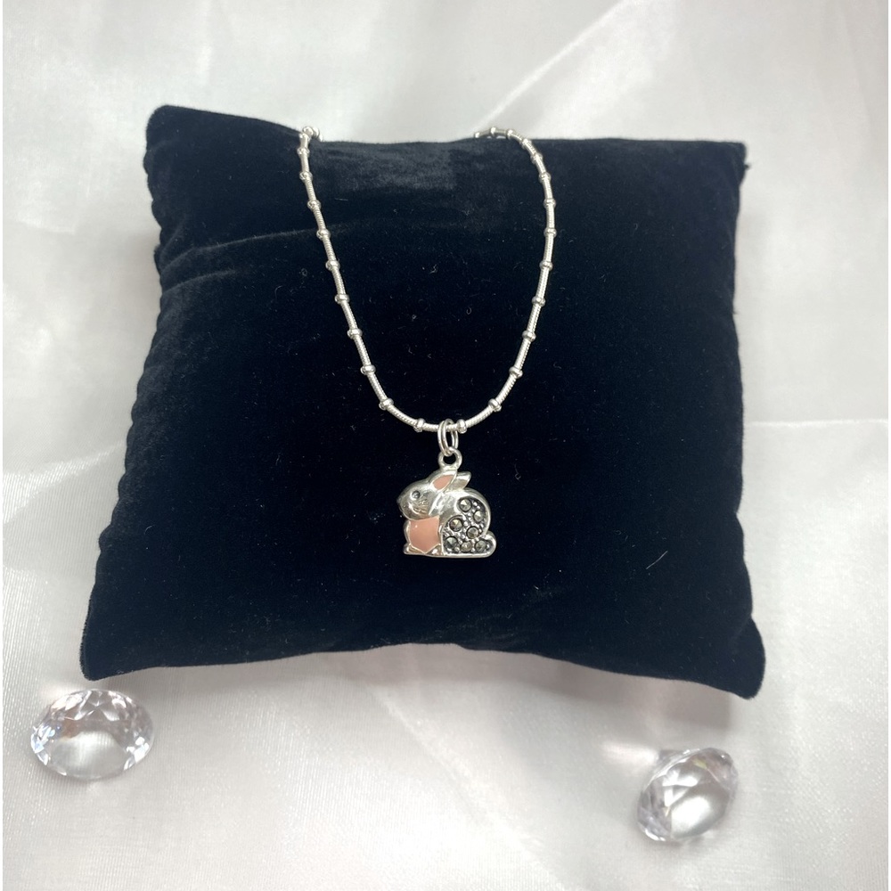 925 STERLING SILVER bunny rabbit necklace Easter pendant necklace. 🐰 🐣 vintage